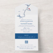 York Maine Kaart Elegante QR code Marine Bruiloft (Binnen)