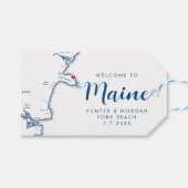 York Maine Kaart Minimale Moderne Marine Bruiloft  Cadeaulabel (Voorkant (Horizontaal))