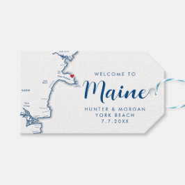 York Maine Kaart Minimale Moderne Marine Bruiloft  Cadeaulabel