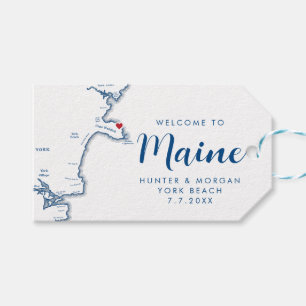 York Maine Kaart Minimale Moderne Marine Bruiloft  Cadeaulabel