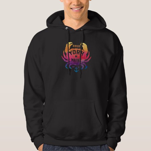 York Maine Souvenir Dirigo Crab Cute Rainbow Tie D Hoodie (Voorkant)