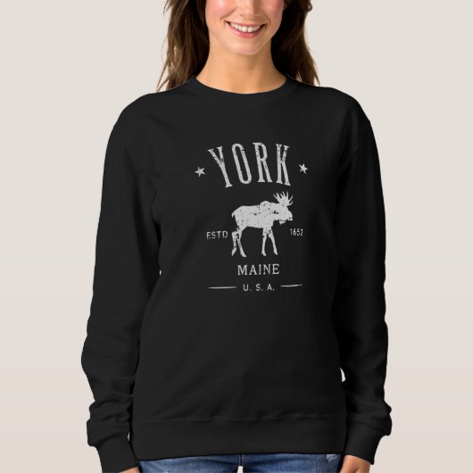 York Maine Usa With Moose Distressed Souvenir   Trui (Voorkant)