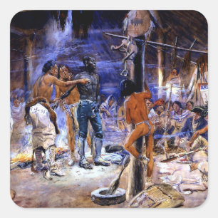 “York met Lewis en Clark” door Charles Russell Vierkante Sticker