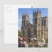 York Minster Engeland Bloemen Briefkaart (Voorkant / Achterkant)