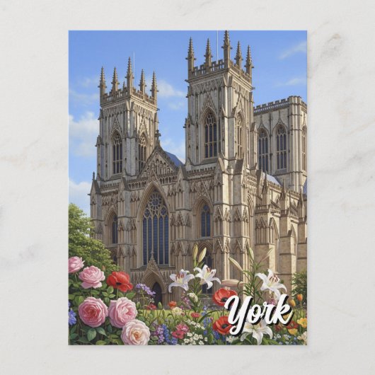 York Minster Engeland Bloemen Briefkaart (Voorkant)