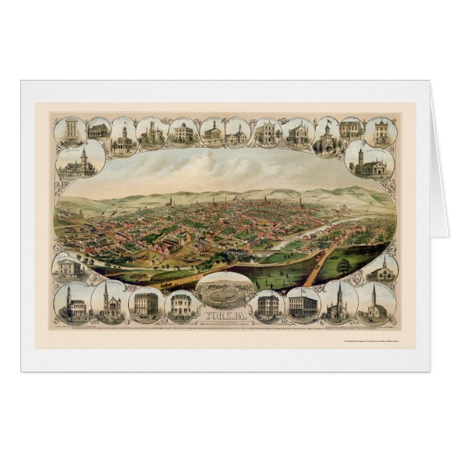 York, PA Panorama Kaart - 1879 (Voorkant Horizontaal)