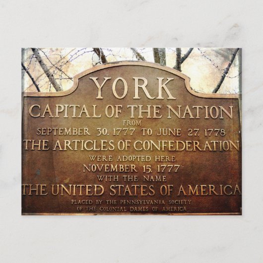 York Pennsylvania Nation's First Capital Briefkaart (Voorkant)
