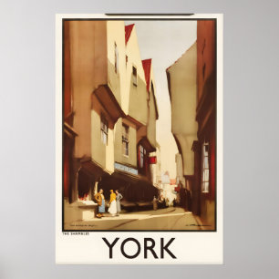 York The Shambles Vintage Reisposter Aangepaste Ku Poster