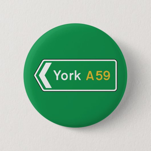 York, UK Road Sign Ronde Button 5,7 Cm (Voorkant)