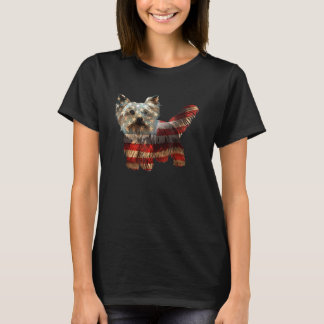 Yorkie American USA Flag Dog T-shirt