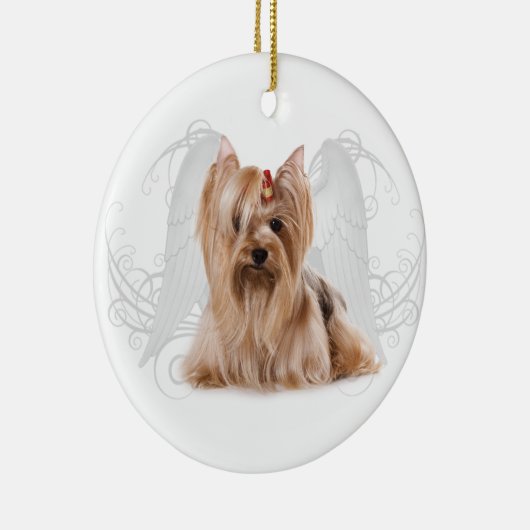 Yorkie Angel Keramisch Ornament (Rechts)