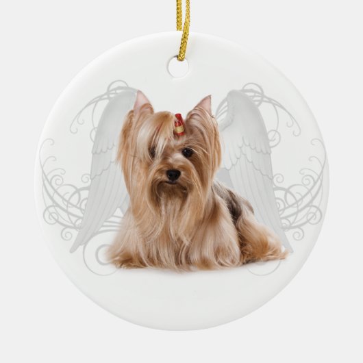 Yorkie Angel Keramisch Ornament (Voorkant)