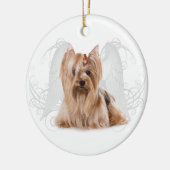 Yorkie Angel Keramisch Ornament (Links)