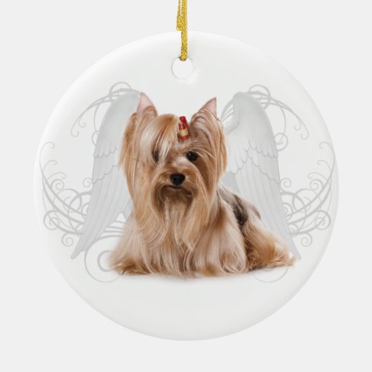 Yorkie Angel Keramisch Ornament (Achterkant)