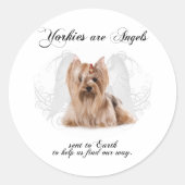 Yorkie Angel Ronde Sticker (Voorkant)