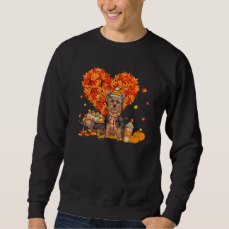 Yorkie Autumn Tree Fall Leaves Pumpkin Dog Trui