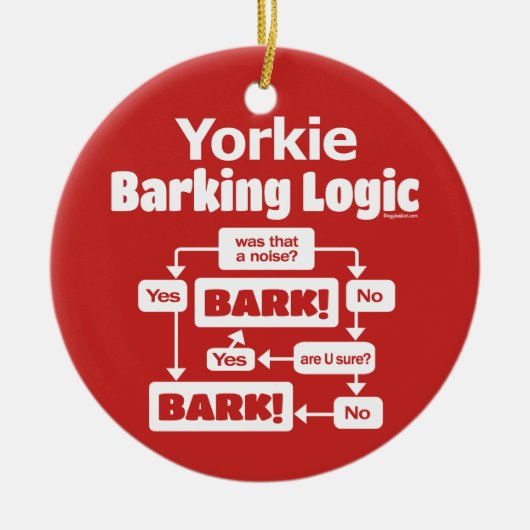 Yorkie Barking Logic Keramisch Ornament (Voorkant)