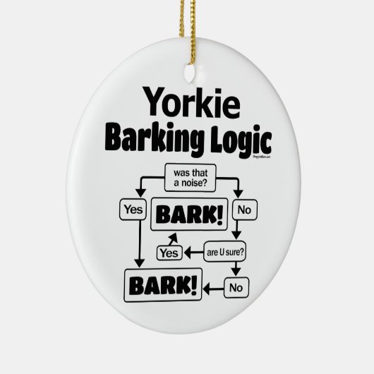 Yorkie Barking Logic Keramisch Ornament (Rechts)