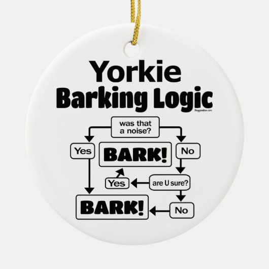 Yorkie Barking Logic Keramisch Ornament (Voorkant)