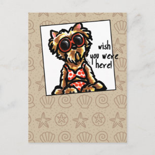 Yorkie Beach Babe Wish You Here Briefkaart