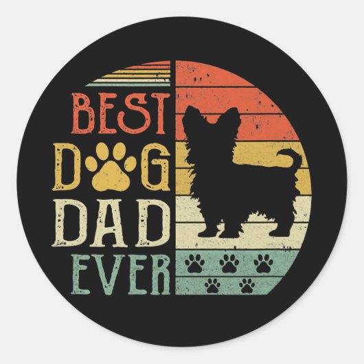 Yorkie Best Dog Pa Ever  Vaderdag Ronde Sticker (Voorkant)