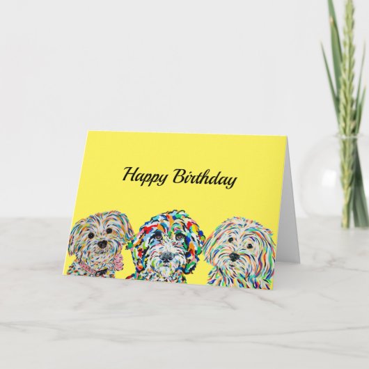 Yorkie Bichon Sheepadoodle Maltipoo Birthday Kaart (Voorkant)