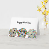 Yorkie Bichon Sheepadoodle Maltipoo Birthday Kaart (Gele Bloem)