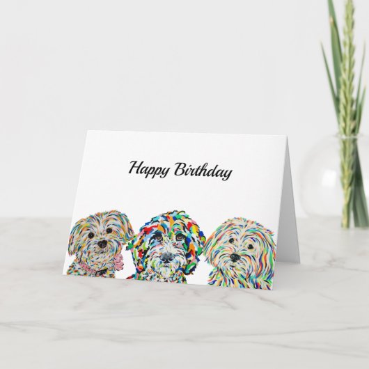 Yorkie Bichon Sheepadoodle Maltipoo Birthday Kaart (Voorkant)