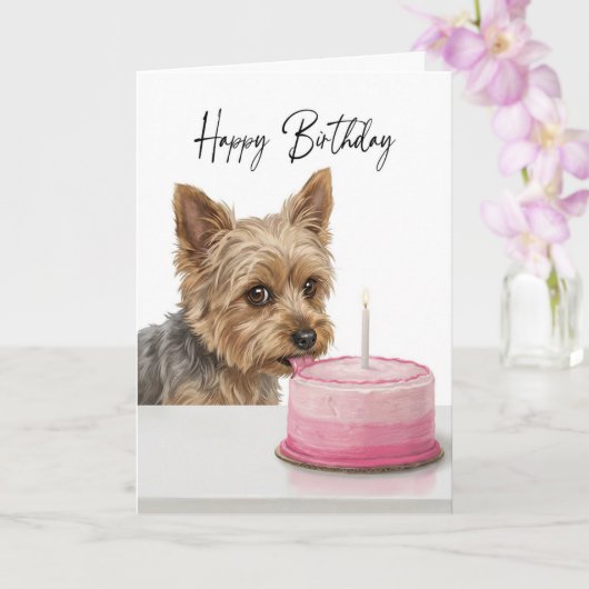 Yorkie Birthday Cake Inspector Kaart (Orchidee)