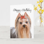Yorkie Birthday Kaart (Gele Bloem)