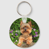 Yorkie bloemen sleutelhanger (Voorkant)