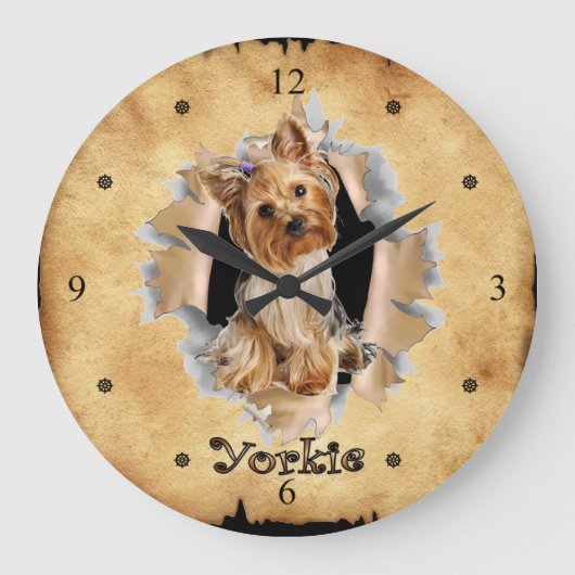 Yorkie Breaks Through Paper Bag Clock!  ~ Grote Klok (Voorkant)