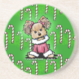 Yorkie Candy Cane Cutie Onderzetter II