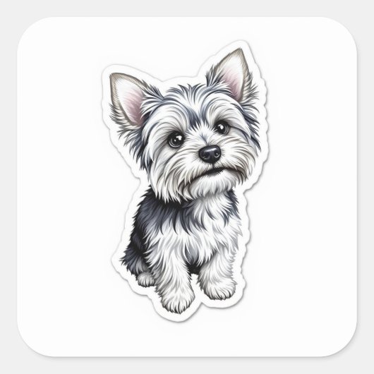 Yorkie Charm Vierkante Sticker (Voorkant)