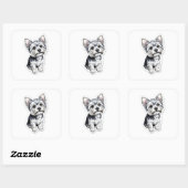 Yorkie Charm Vierkante Sticker (Vel)