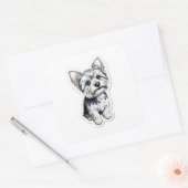 Yorkie Charm Vierkante Sticker (Envelop)