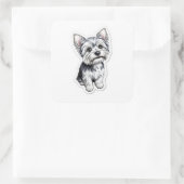 Yorkie Charm Vierkante Sticker (Tas)
