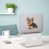Yorkie Charm Yorkshire Terrier Sticker (Laptop op bureau)