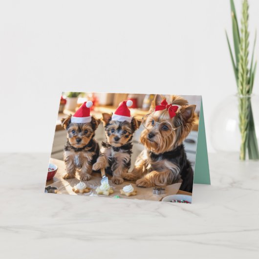 Yorkie Christmas Cookie Card Kaart (Voorkant)