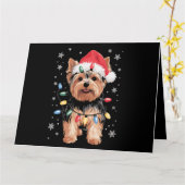 Yorkie Christmas Dog Long Xmas Gift Kaart (Gele Bloem)