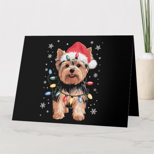 Yorkie Christmas Dog Long Xmas Gift Kaart (Voorkant)