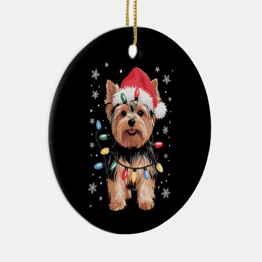 Yorkie Christmas Dog Long Xmas Gift Keramisch Ornament (Rechts)