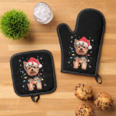 Yorkie Christmas Dog Long Xmas Gift Ovenwant & Pannenlap Set (Top down)