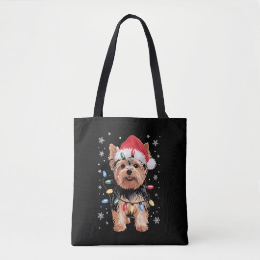 Yorkie Christmas Dog Long Xmas Gift Tote Bag (Voorkant)