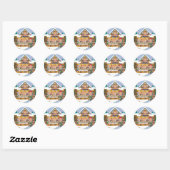 Yorkie Christmas Gingerbread House Ronde Sticker (Vel)
