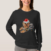 Yorkie Christmas Light Puppy Dog Xmas Funny T-shirt (Voorkant)