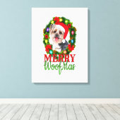 YORKIE CHRISTMAS MERRY WOOFMAS Hondenliefhebber Yo Canvas Afdruk (Insitu (Houten vloer))