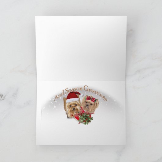 Yorkie Christmas & Mistletoe Kaarten (Binnen)