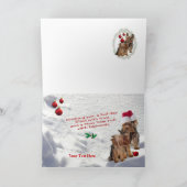 Yorkie Christmas Snow Scene Wenskaart Feestdagen Kaart (Binnen)