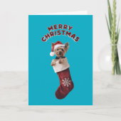 Yorkie Christmas Stocking Kaart (Voorkant)